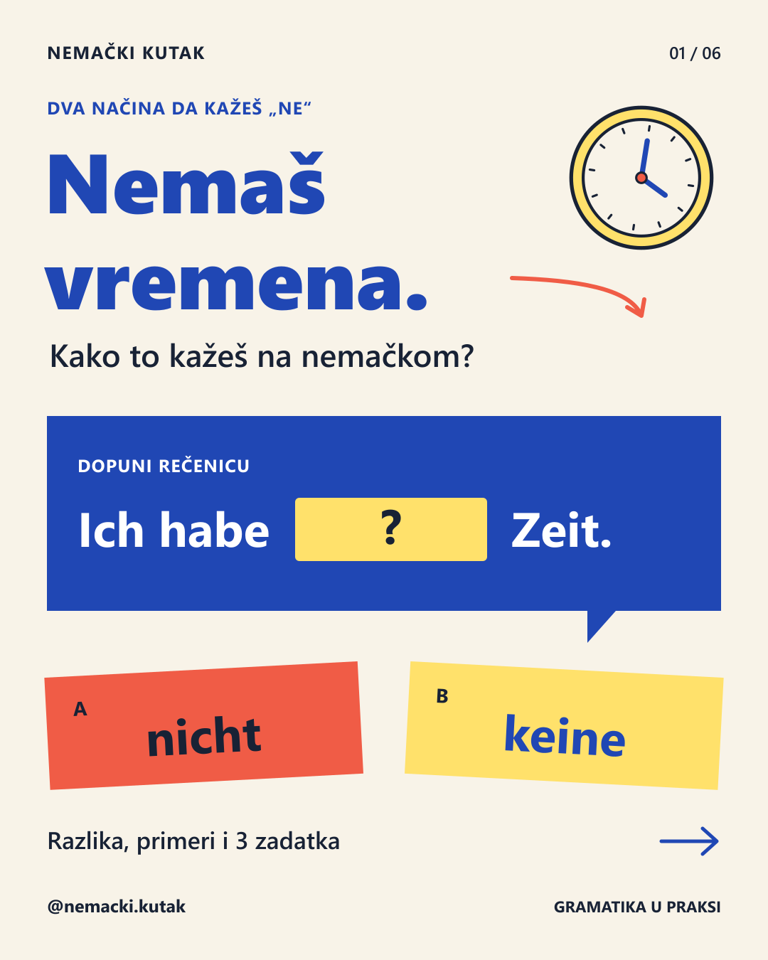 Nemaš vremena — mini-test za izbor između nicht i keine